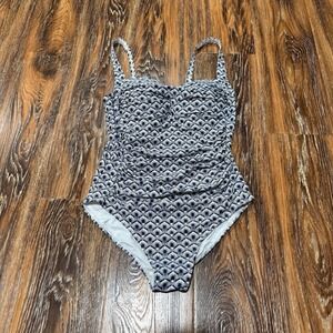 Bond-Eye Australia Blue White Ruffle One Piece Swimsuit Size US 6 EU 36 Women's